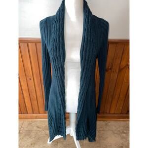 Womens Hekla & Co Dark Teal Wool Blend Open‎ Front Cardigan Sweater Size Large